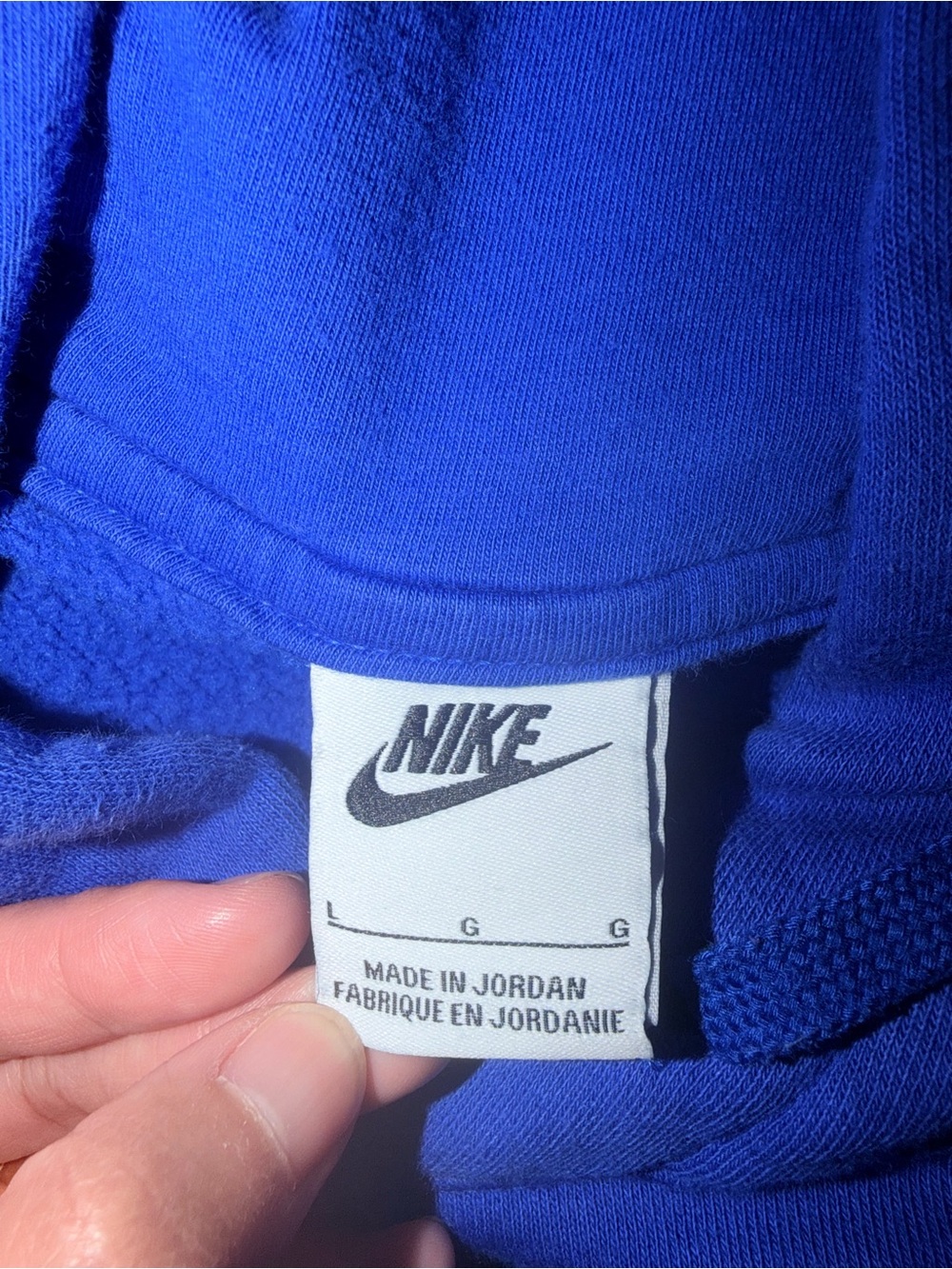 Nike Men’s Blue Crewneck Hoodie with White Swoosh - Picture 4 of 7